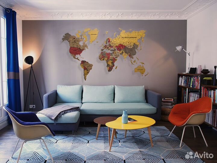 Карта мира из дерева Монтеверде Севастополь