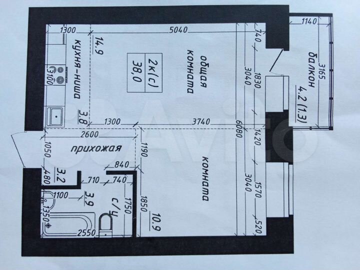 2-к. квартира, 38 м², 2/10 эт.