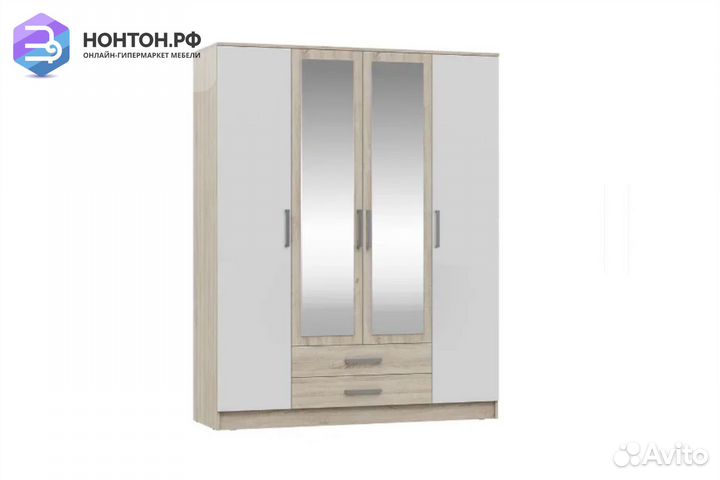 Шкаф Мартина 4-дверный белый / дуб сонома