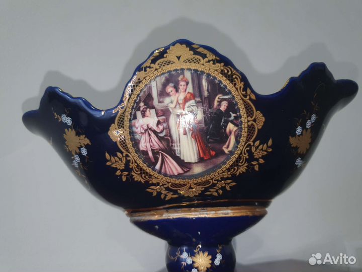 Конфетница, кобальт, позолота