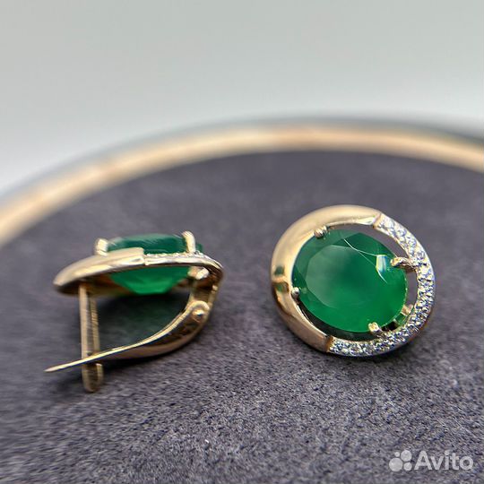 Золотые серьги 585 агат