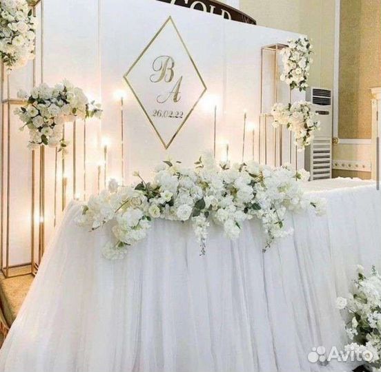 Оформление свадеб: президиум, столы гостей, букет