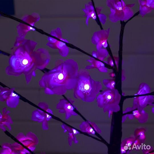 Светодиодный куст 'Цветы' 1.2 м, 120 LED, постоянное свечение, 220 В, свечение розовое