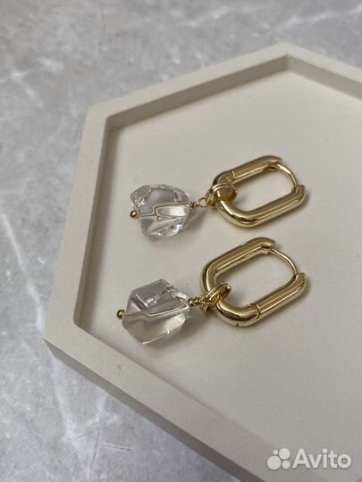 Серьги конго с горным хрусталем