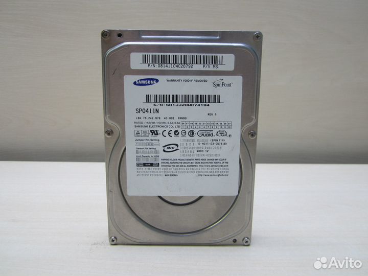 HDD Samsung SP0411N (40GB) IDE рабочий №59