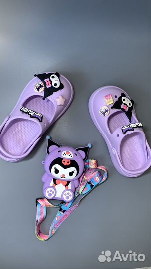 Crocs kuromi кроксы пляжные + сумочка kuromi