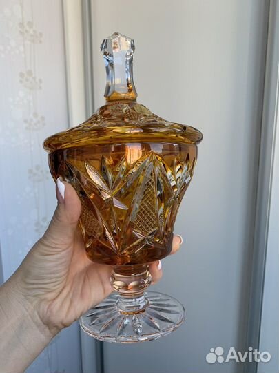 Бамбоньерка цветной хрусталь Германия Нахтманн