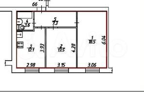 2-к. квартира, 55 м², 1/3 эт.