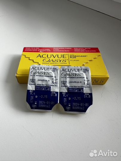 Линзы контактные -2,75 Aquvue Oasys