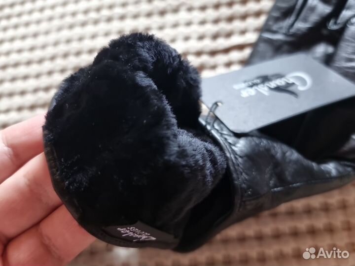 Перчатки женские Chansler 8.5 чёрные кожаные новые