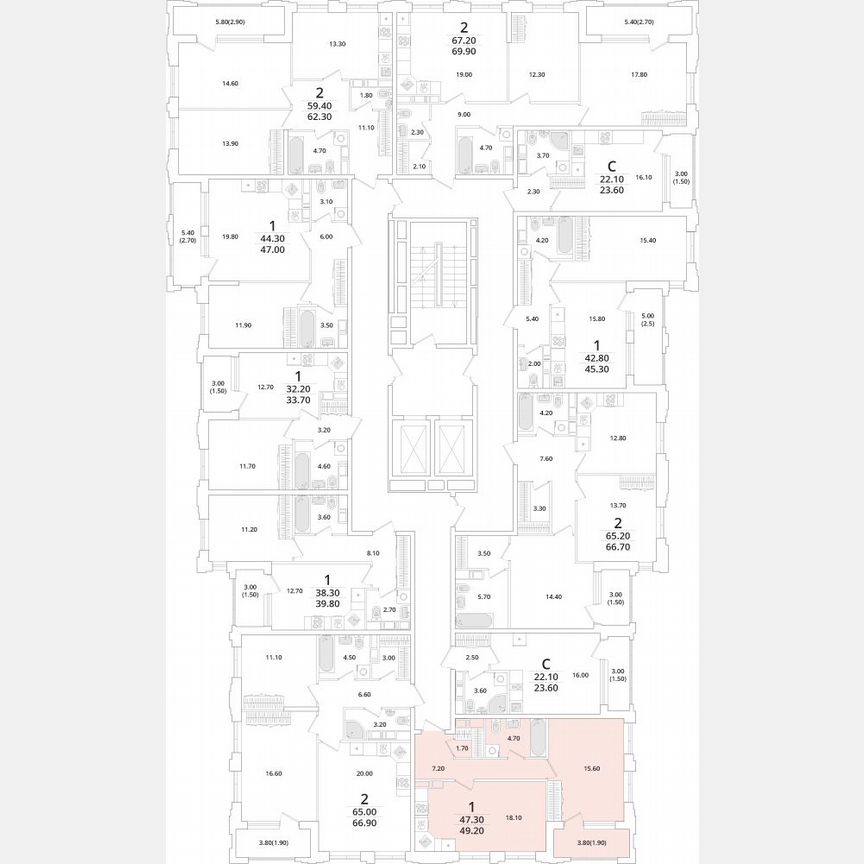 1-к. квартира, 49,2 м², 13/14 эт.
