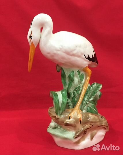 Статуэтка фарфоровая. Цапля на болоте. СССР