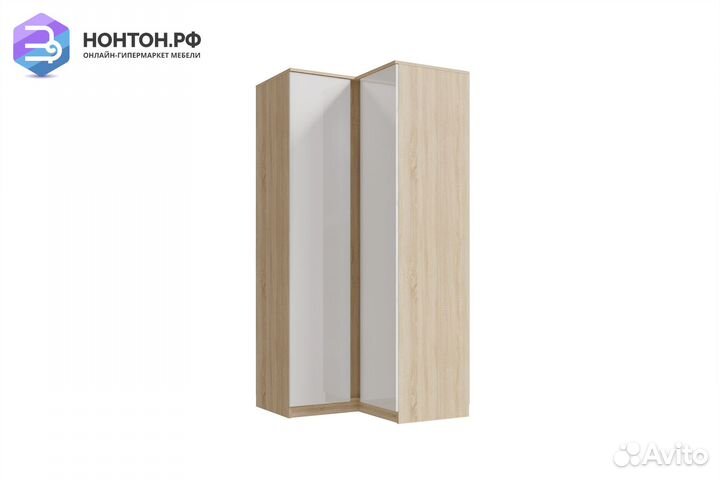 Шкаф угловой Челси белый глянец / дуб сонома