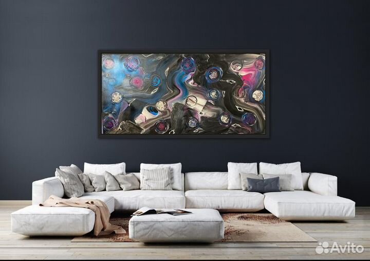 Картина абстракция в технике fluid ART