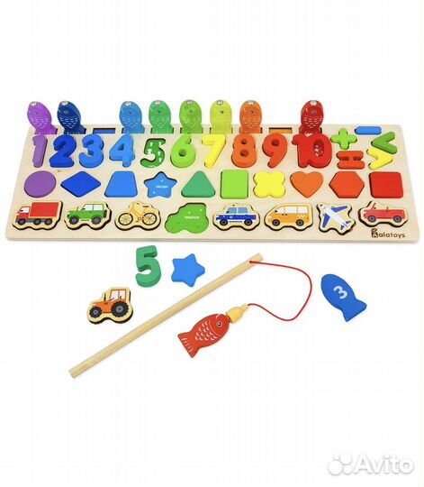 Магнитная рыбалка Сортер пазл деревянный