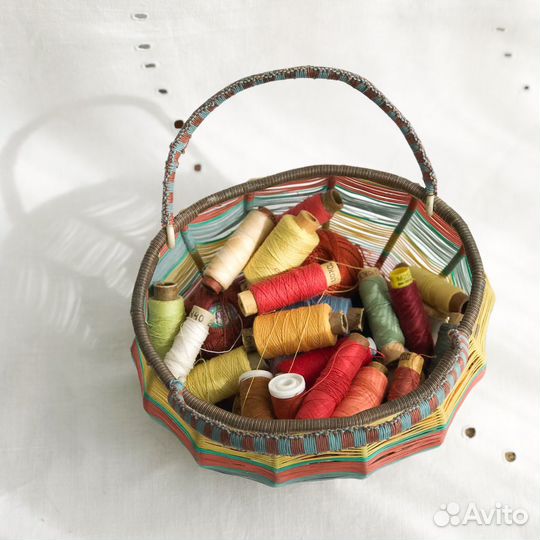 Корзина винтажная с нитками