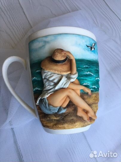 Кружка с декором из полимерной глины