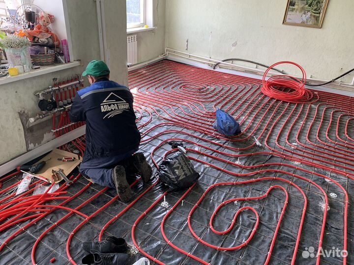 Монтаж отопления, теплый пол, радиаторы, котёл