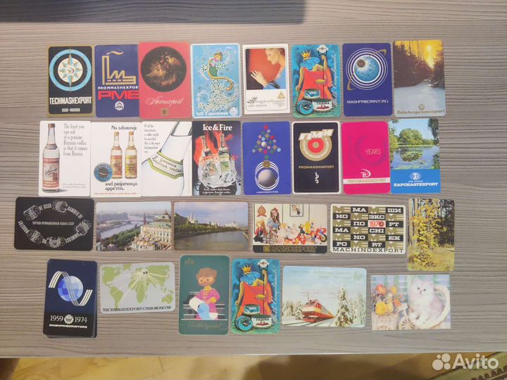 Календарики Внешторг с 1970 г (пластик, стерео)