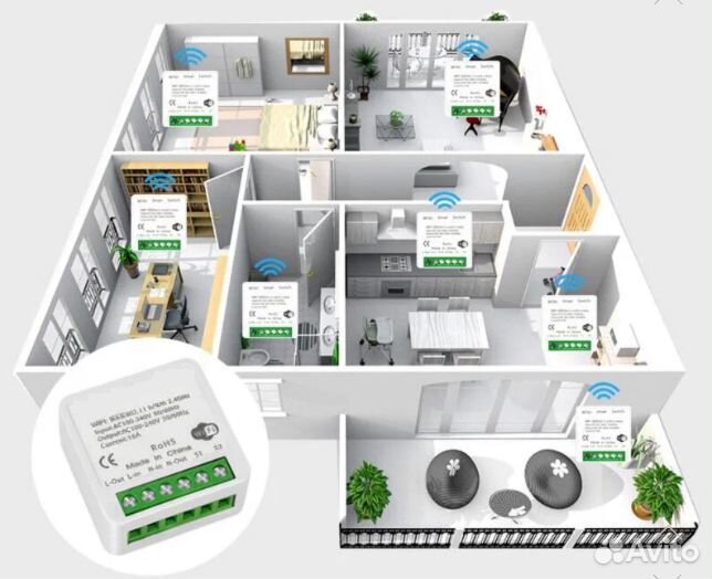 Умная локальная розетка реле wi-fi, белый