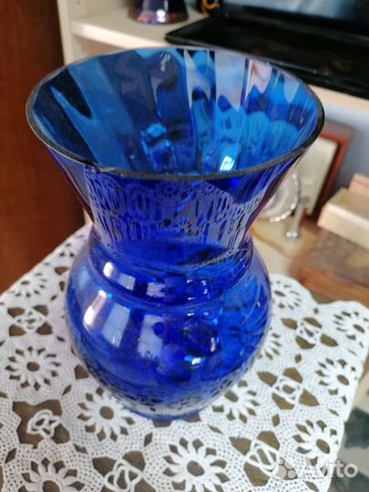 Ваза синее стекло СССР