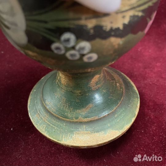 Деревянная сахарница на ножке с крышкой вазочка