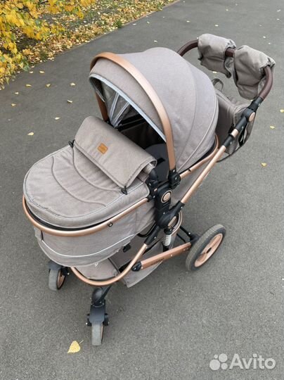 Коляска всесезонная 2 в 1 luxmom 510 золотая рама