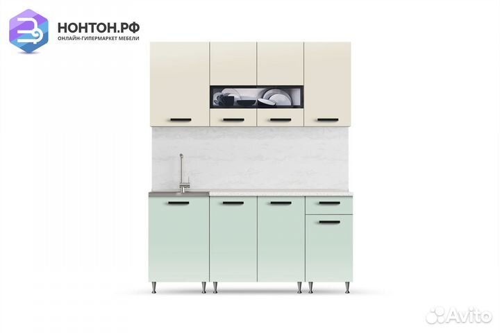 Кухня Рио-2 1.7м бежевый / мята