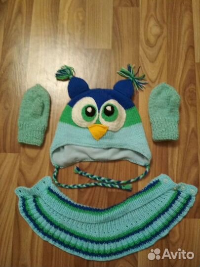 Шапочка, варежки, манишка