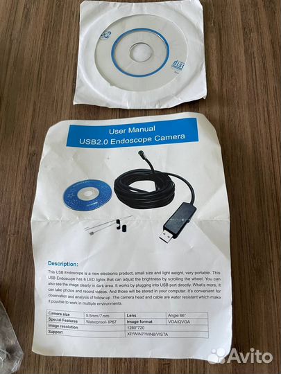 Видеоэндоскоп USB для пк - 7 мм / 2 метра