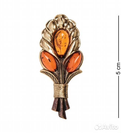 Брошь Букет весенний (латунь, янтарь) A2087738
