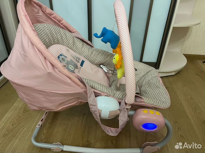 Детская шезлонг качалка с музыкой и вибрацией