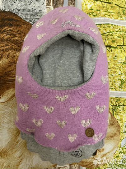 Шапка шлем для девочки 100 шерсть