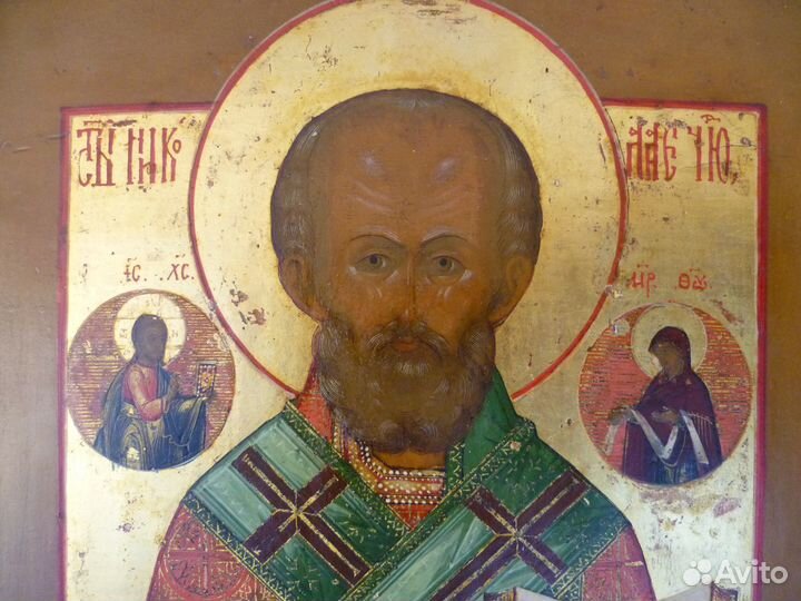 Старинная икона Николай Чудотворец