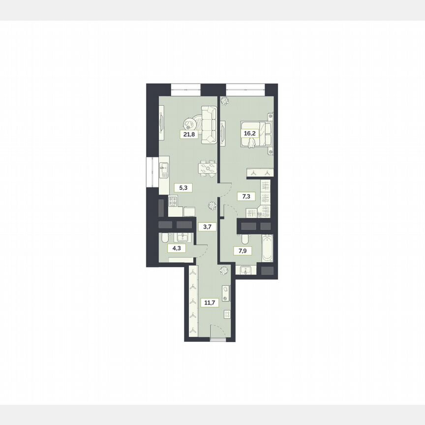 2-к. квартира, 78,3 м², 25/27 эт.