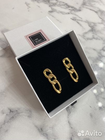 Серьги брендовые с золотым напыление 18карат