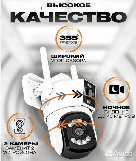 Уличная, двойная, поворотная Wi-Fi камера YH-A3