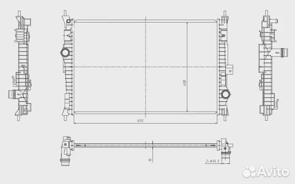 Радиатор системы охлаждения peugeot 3008 1.2 16