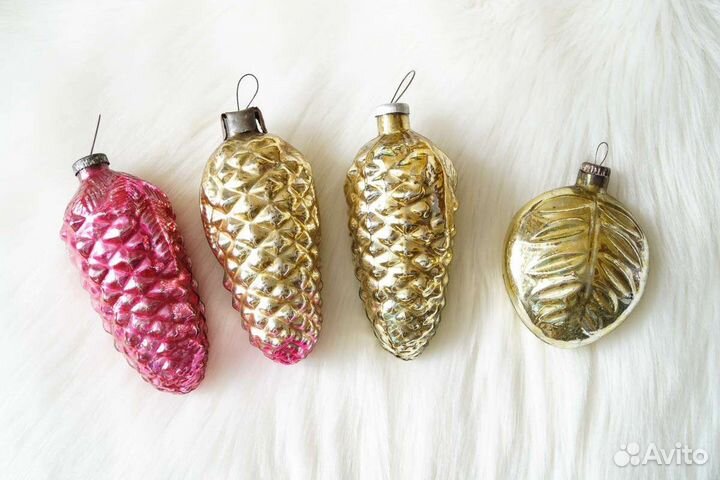 Кремлёвские елочные игрушки СССР (шишки, листик)