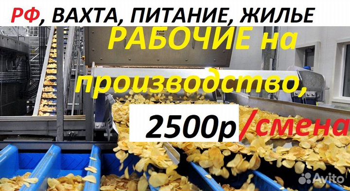 Рабочие на производство чипсов /20смен/рф/жилье