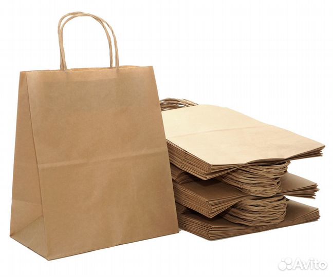 Пакет бумажный с ручкой крафт