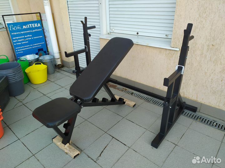 Скамья и стойки для жима штанги, усиленные