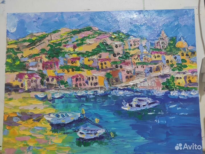 Картина маслом бухта