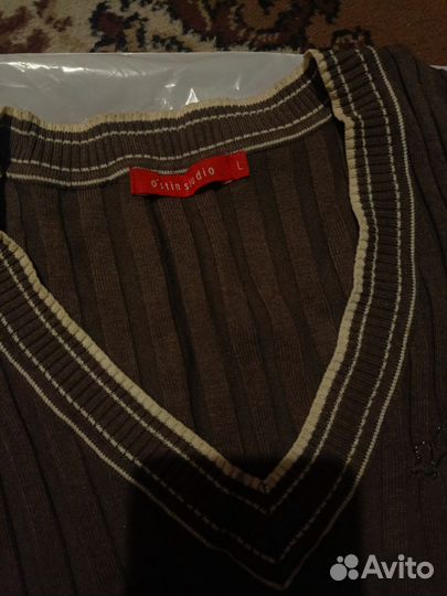 Коричневая трикотажная жилетка унисекс