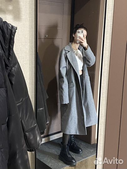 Пальто женское серое