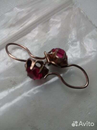 Серебряные серьги СССР, позолоченные