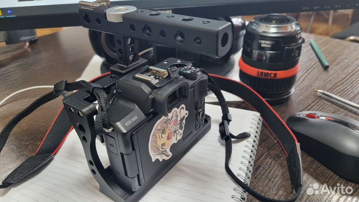 Canon EOS M50 + Viltrox EF-EOS M2 + клетка