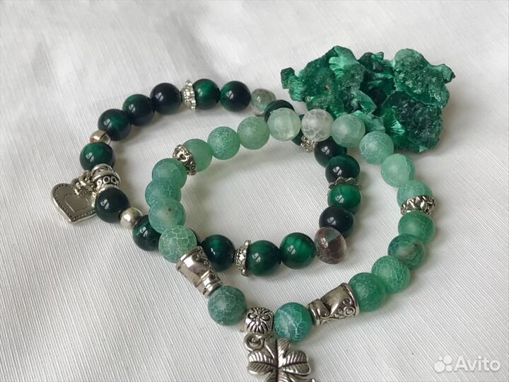 Два Браслета из натуральных камней - оберег амулет