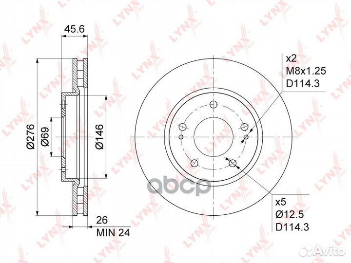 Диск тормозной mitsubishi lancer 08- 1.5-2.0