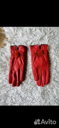 Перчатки женские кожаные новые 7 размер